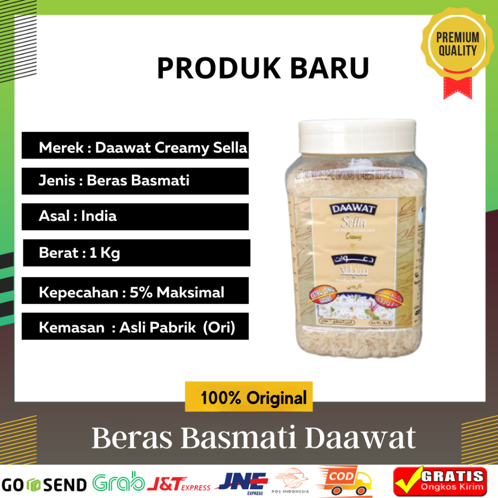 

Beras Basmati Creamy Sella Kemasan 1 Kg Toples Original Asli India