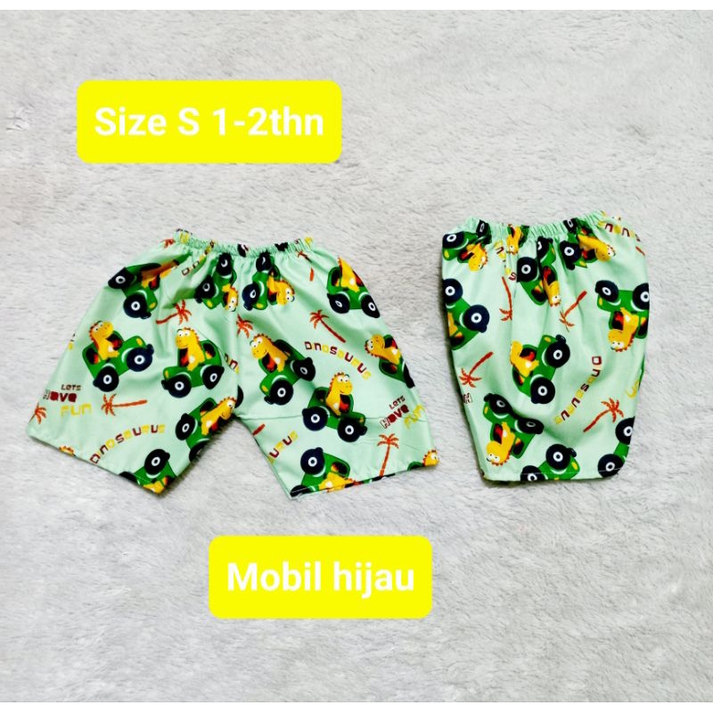 #B Celana pendek anak Size S 1-2thn. celana harian anak cewek cowok. bisa COD. motif karakter. Grosir dan ecer.