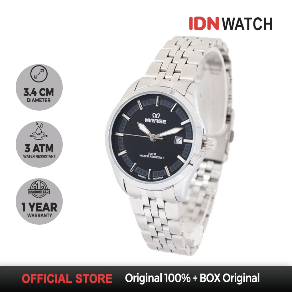 Jam Tangan Mirage Wanita Analog Silver Anti Karat Tahan Air 8743 8744 8745 8746 8781 8782 L Kasual O