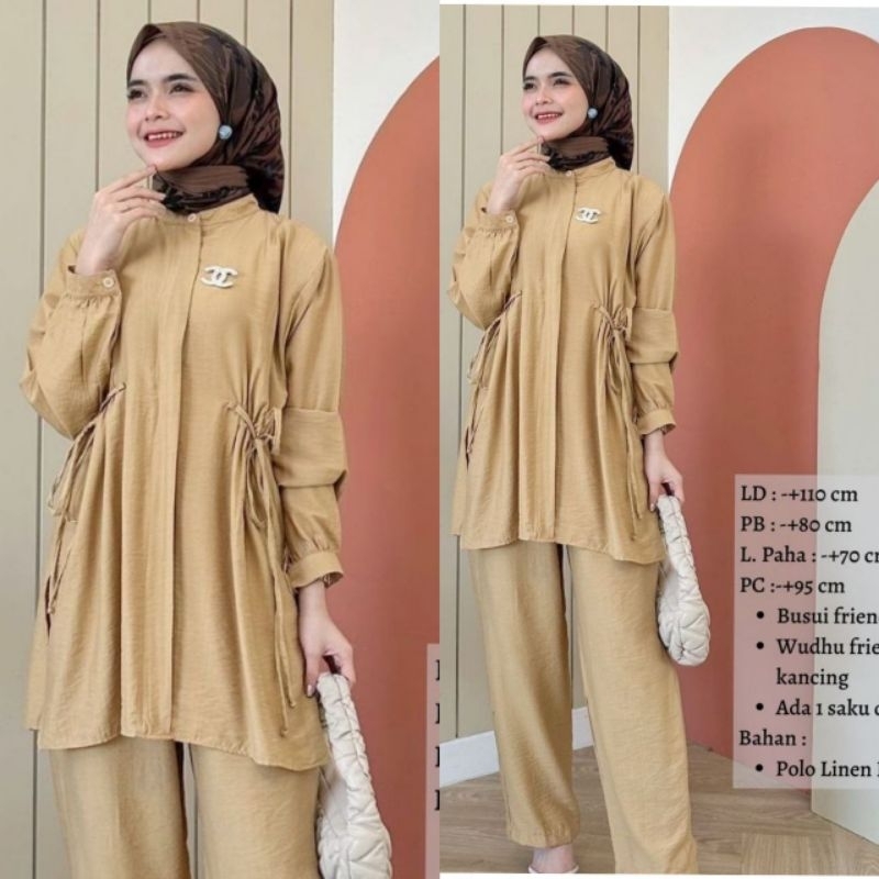 NEW ONESET TIARA LINEN PREMIUM SETELAN WANITA BUSUI TERLARIS SET POLOS VIRAL