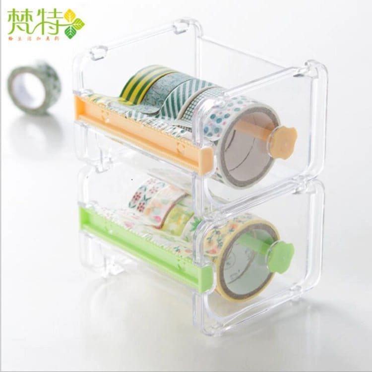 [ORGM] Alat Tulis Kantor Perlengkapan Sekolah Isolasi Masking Tape Dispenser Washi Tape Dispenser Clear Case