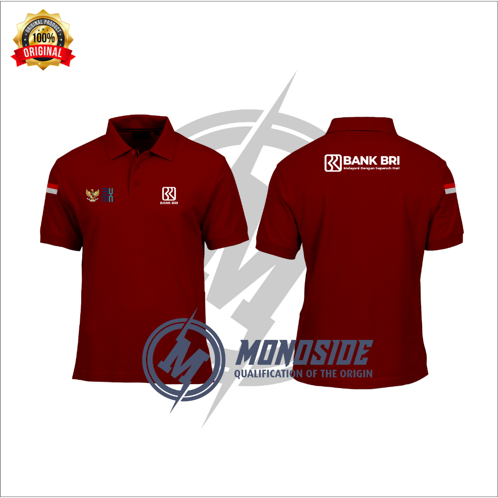 POLO SHIRT KAOS KERAH lengan pendek BANK BRI, Lacoste CVC, Sablon Atau Bordir
