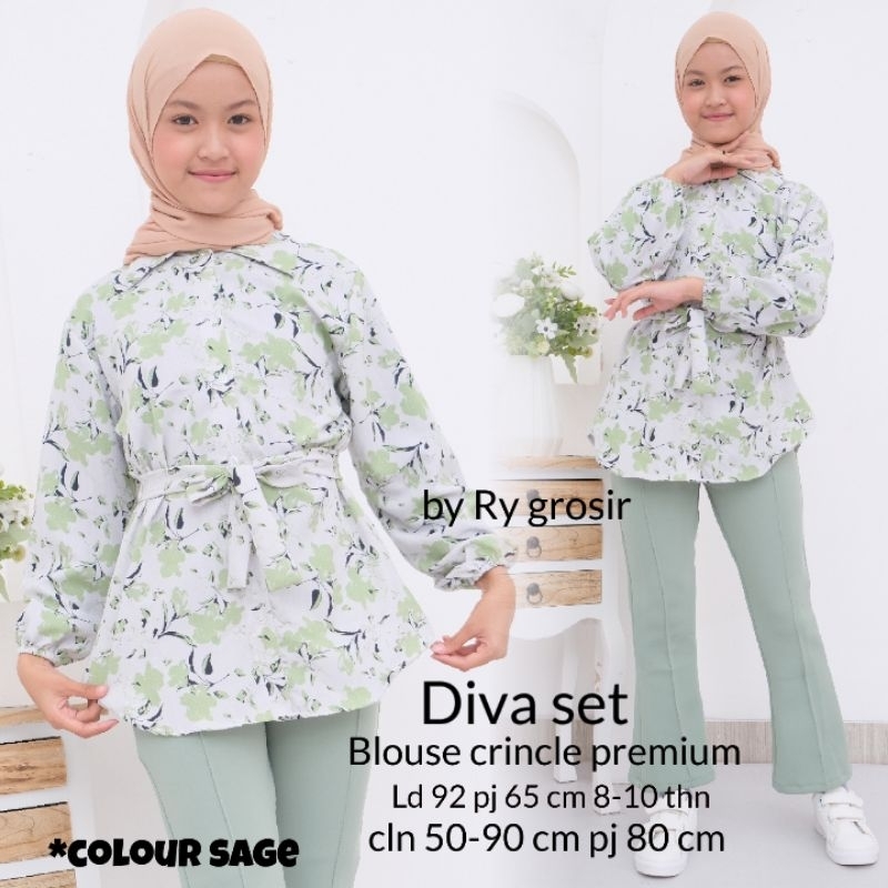 Setelan Anak blouse Crincle + celana scuba cut bray