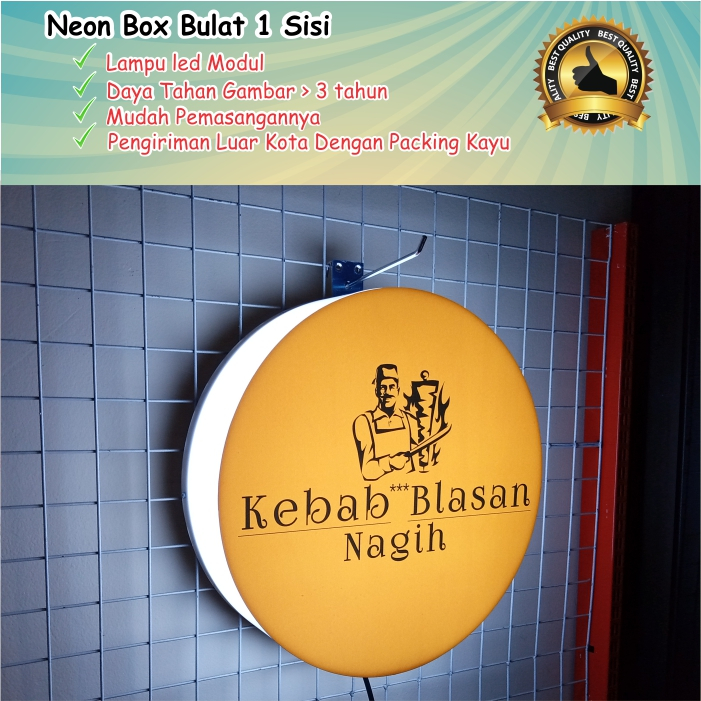 Neon Box Bulat / Neonbox Bulat 1 Sisi