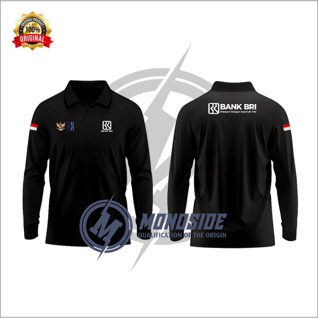 POLO SHIRT KAOS KERAH Lengan panjang BANK BRI Lacoste CVC, Sablon Bordir