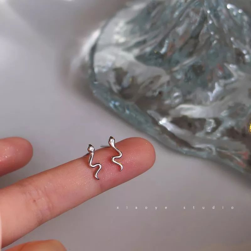 Satu Pasang Anting Tusuk Bentuk Ular / Anting Tusuk Unisex Ular Warna