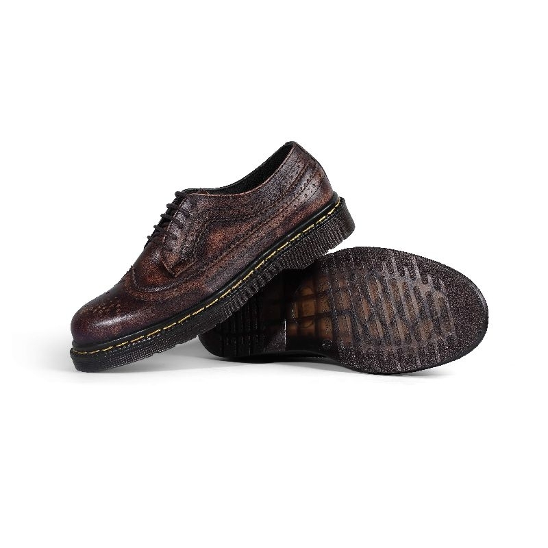 Athar Savannah - Sepatu Pria Wingtip Docmart Burgundy Kulit Asli