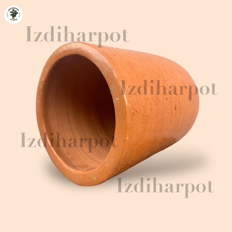 POT BUNGA TANAMAN GERABAH TANAH LIAT KAPSUL TINGGI TERRACOTTA POLOS D22 T30 - KAPSUL TERRACOTTA