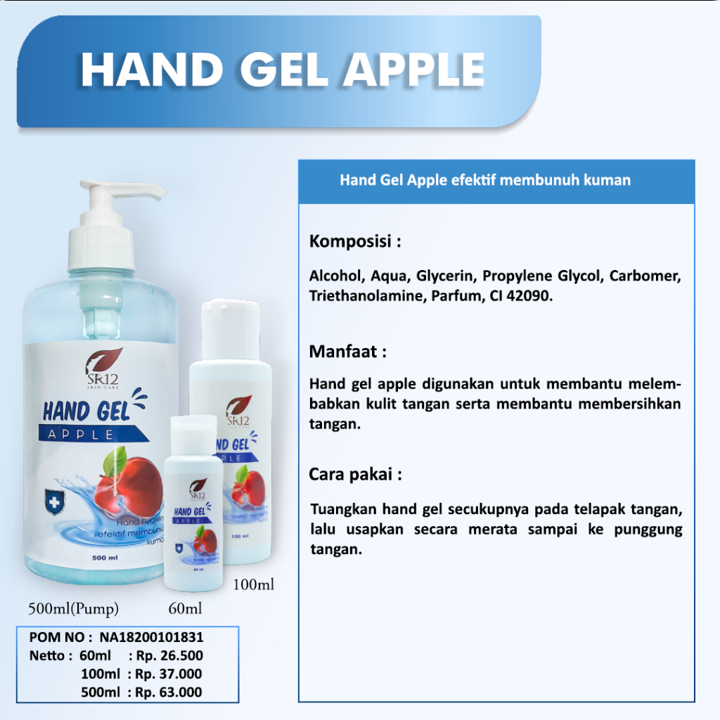 DISKON!!! HAND GEL APEL HANITIZER Sr12id/ HAND SANITIZER BPOM / Hand sanitizer original / premium / berkualitas / termurah / terbaik / bagus / bpom / saudagarsr12