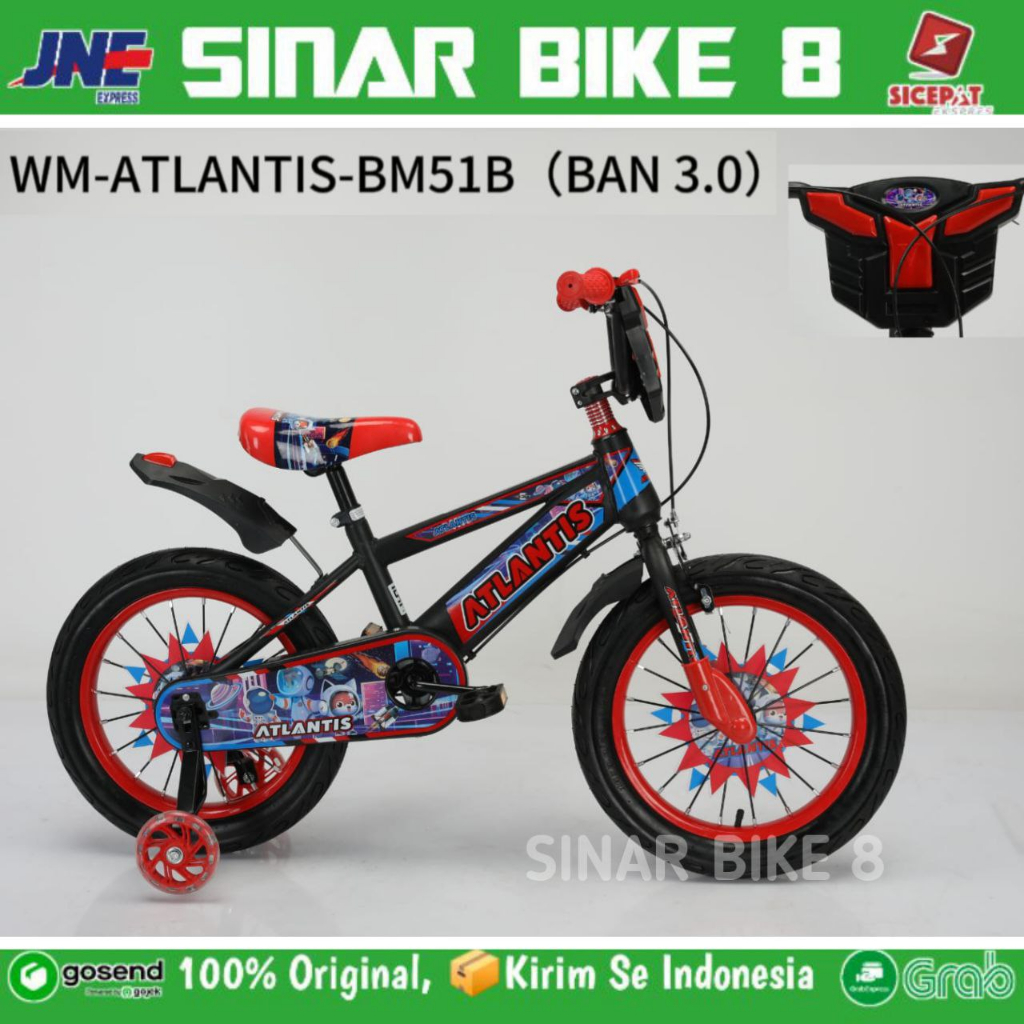 Sepeda Anak Laki BMX Atlantis 51B Ban Jumbo 2.50 Musik &amp; Lampu Ukuran 18 Inch