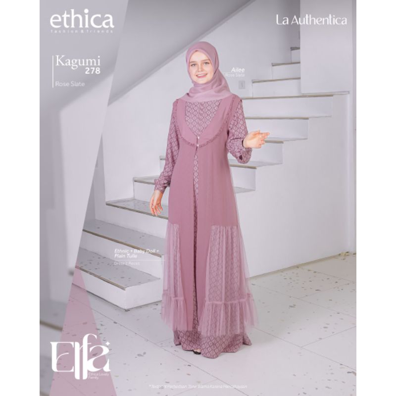 Sarimbit Keluarga 2023 Ethica Elfa 277 Rose Slate (Gamis Kagumi 278, Koko Kahfi 284, Gamis Anak Kagumi Kids 135, Koko Anak Kahfi Kids 201)