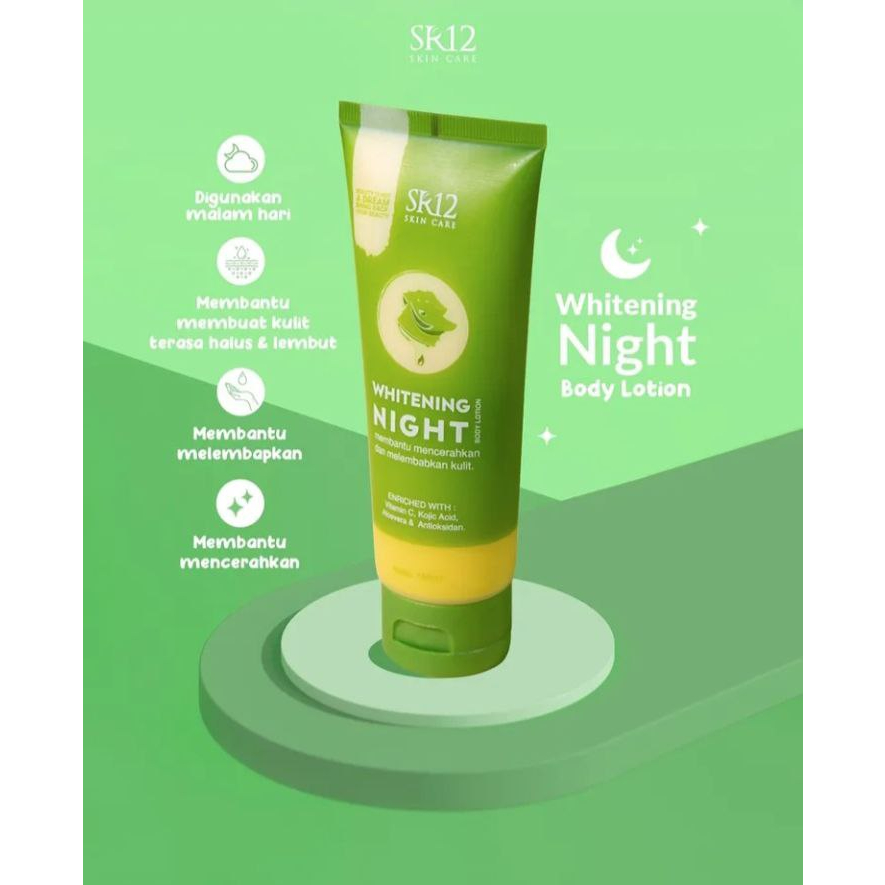 BODY LOTION MALAM !!!  WHITENING NIGHT BODY LOTION SR12 / MENCERAHKAN KULIT / MENUTRISI KULIT / LOTION PEMUTIH KULIT / Lotion tubuh original / premium / berkualitas / termurah / terlaris / bagus / bpom / saudagarsr12