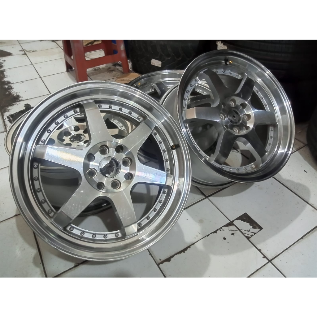 VELG BEKAS MOBIL RACING HSR BORGO RING 17 HOLE 4X100/114 U/ YARIS VIOS CITY