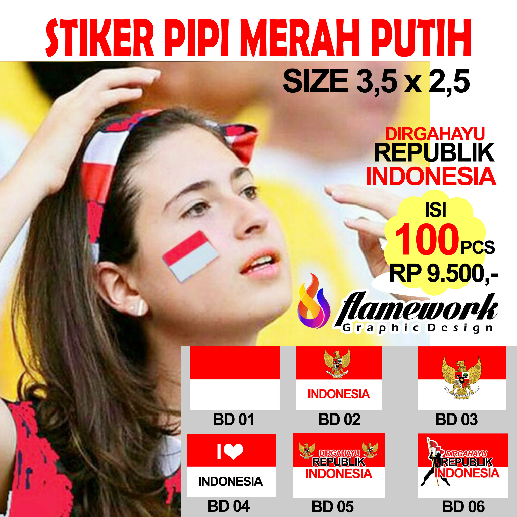 

Sticker Pipi Merah Putih ISI 100PCS | TERMURAH