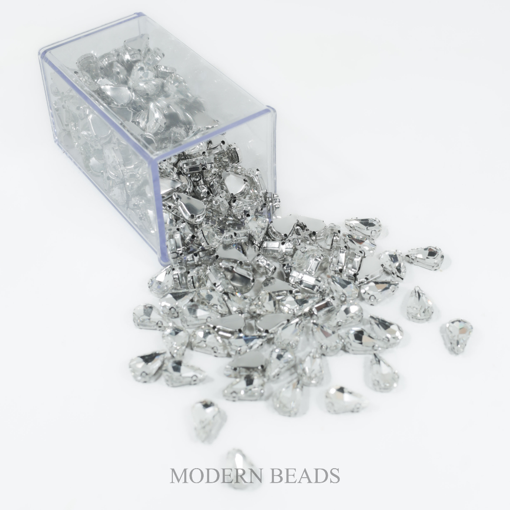 [100 pcs] Diamond Cangkang / Permata Cangkang Tetes 8x13mm Putih Kristal / Bening Grade A Kaca 100 pcs