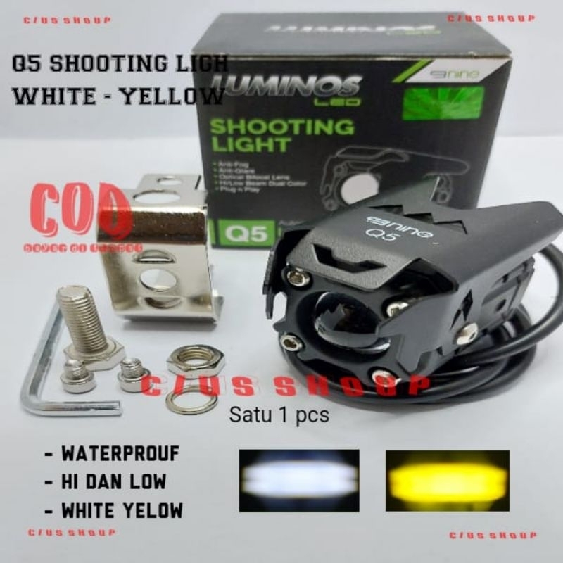 LAMPU LED Q5 LASER SHOOTING LIGHT LAMPU SOROT 2 WARNA WHITE -YELLOW UNTUK MOTOR DAN MOBIL