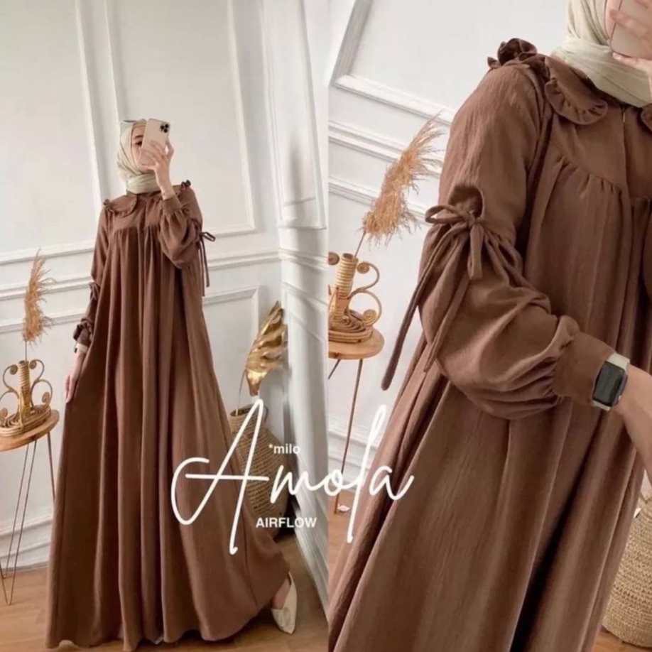 GAMIS JUMBO AMOFA CRINKLE AIRFLOW LD 120CM DRESS CRINCLE AIRFLOW GAMIS WANITA BY JURAGAN