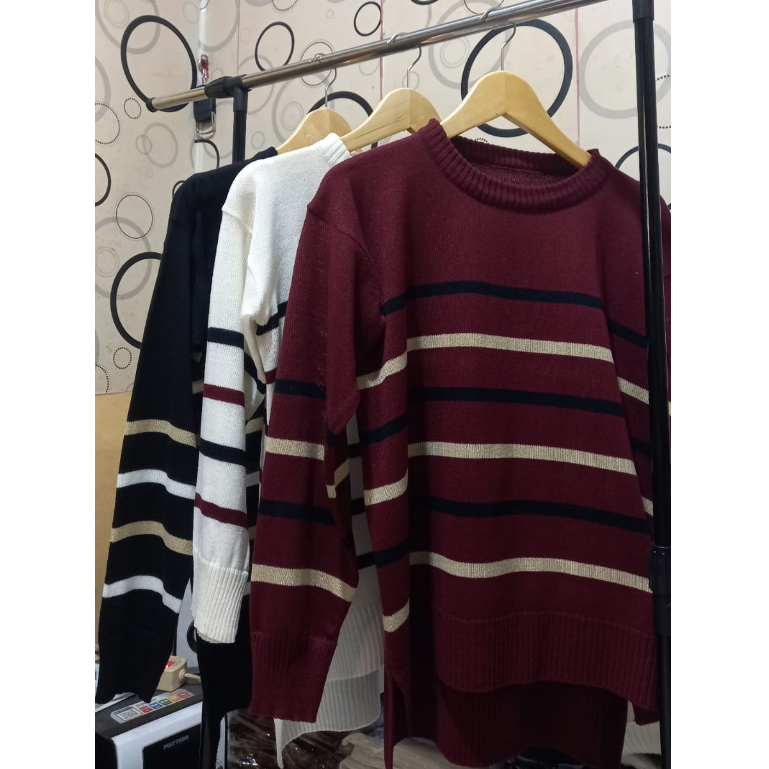 DC_ Sweater Grace-Fullover Striped / Sweater Korea / Sweater Rajut Wanita /Atasan wanita