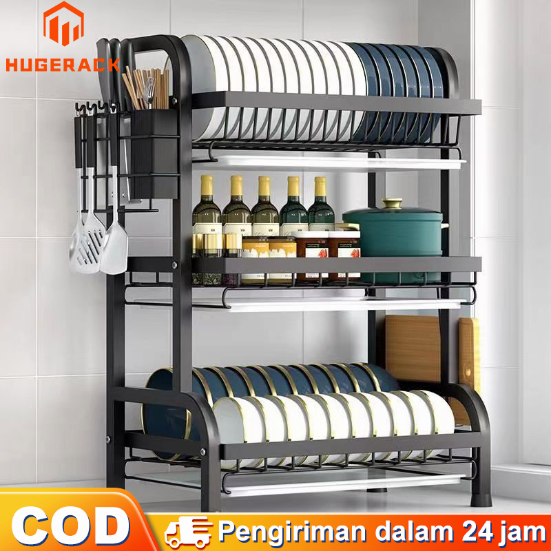 Rak Piring Stainless Steel Rak Piring Wastafel Dapur Rak Pengering Piring Rak Cuci Piring Dish Rack