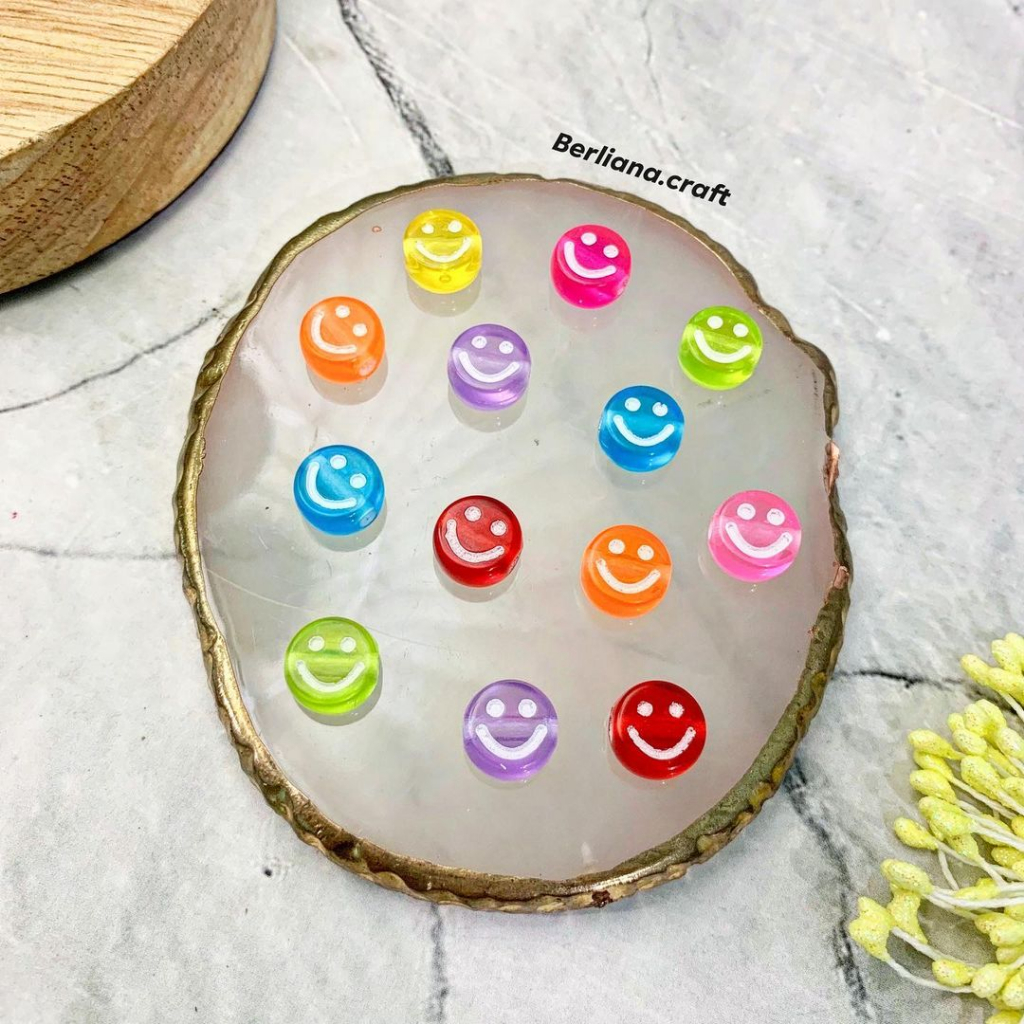 (10gr) Mote Smile Bulat Pipih Bening Warna