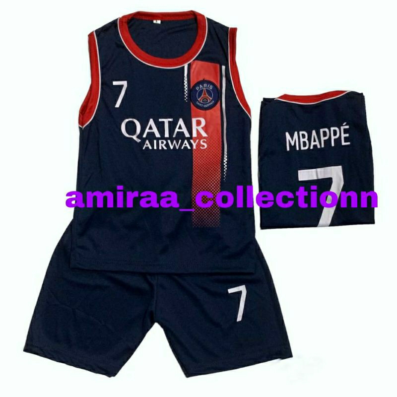 SETELAN BAJU JERSEY SINGLET SEPAK BOLA  TERBARU SINGLET PSG NAVY TERBARU