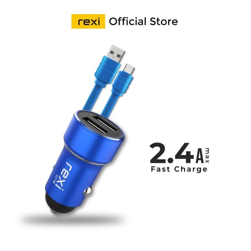 Rexi GK34 Charger Mobil 2.4A dengan Kabel Micro USB / Type-C