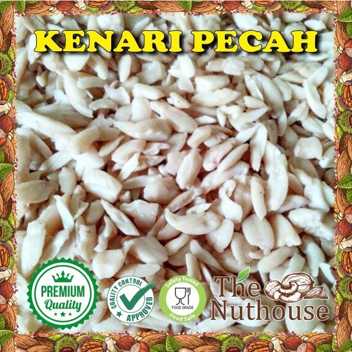 500gr Kacang Kenari Mentah Pecah Cacah Cincang / RAW Kenari Broken Nut