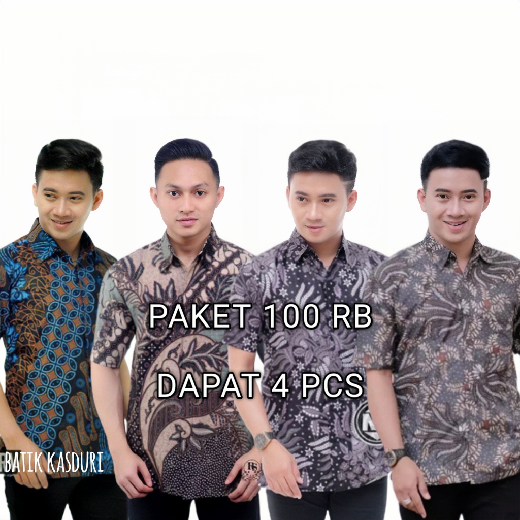 BSWART Batik HRB026 Kenongo Hem Pendek Motif Terbaru Pekalongan M L XL Batik Pria MURAH Modern Grosir Eceran