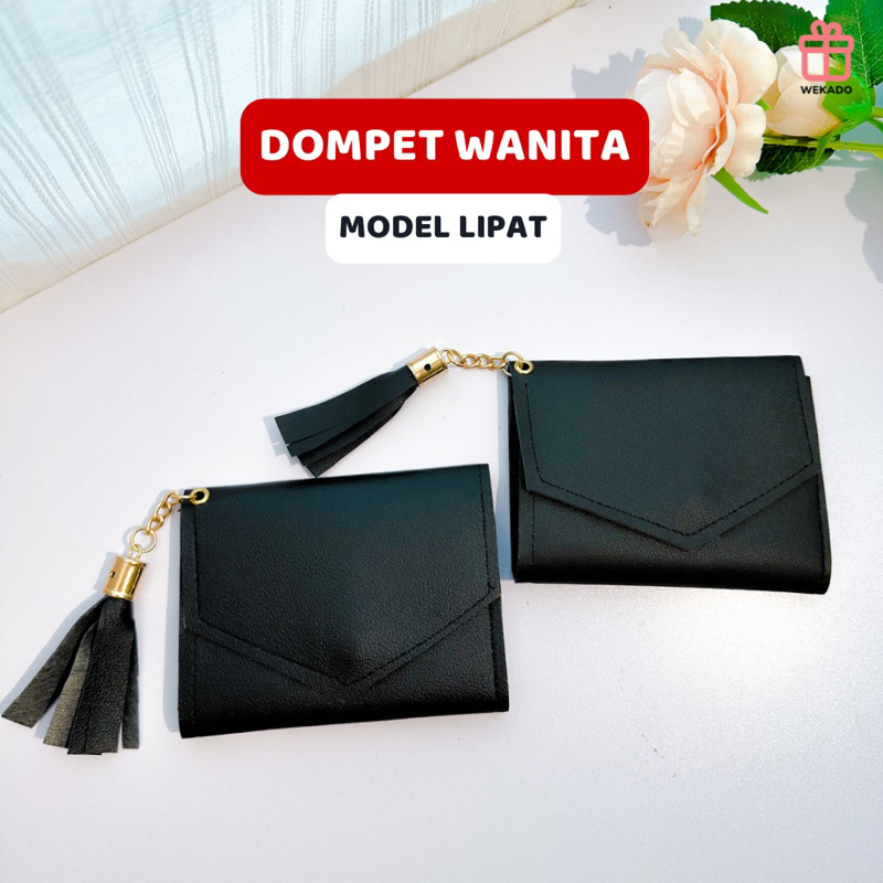 𝐖𝐄𝐊𝐀𝐃𝐎 - Dompet Mini Lipat | Wallet Polos Wanita | Dompet Liontin Rumbai