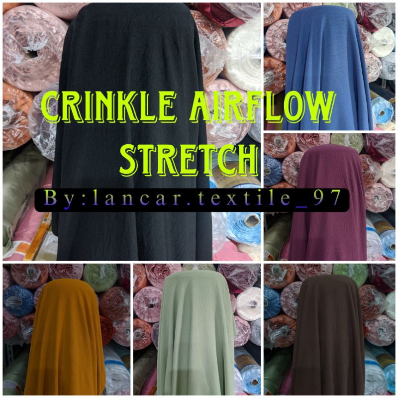 kain cey airfolow rayon krinkle Original/Rayon crinkle polos stretch viscose uragiri per 0,5 meter