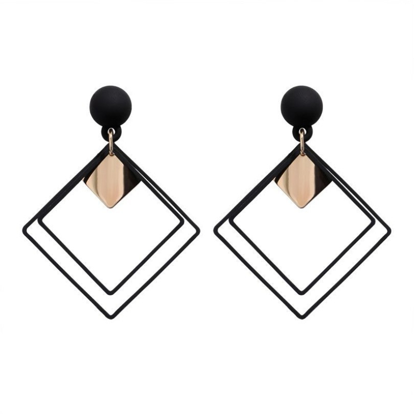 Anting Geometri Drop Colorful Doff Model Korea Terbaru