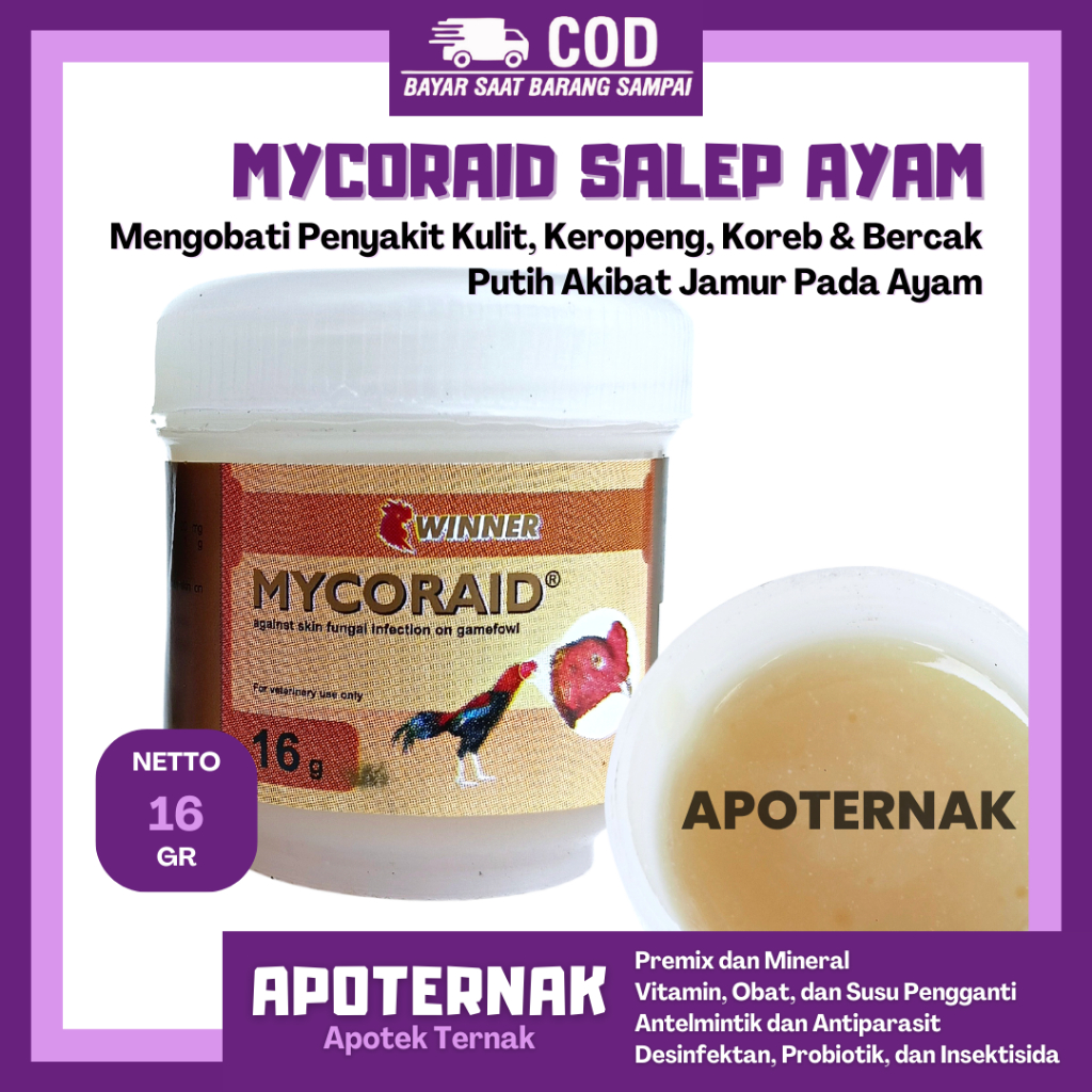 MYCORAID SALEP AYAM 16 Gram | Obat Salep Korep Anti Jamur Ayam Unggas