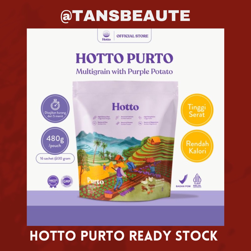 

Hotto Purto 1 Pouch isi 16 Sachet Multigrain with Purple Potato Organik Prebiotik Oat Beta Glucan Diet Sehat Sereal Rendah Kalori