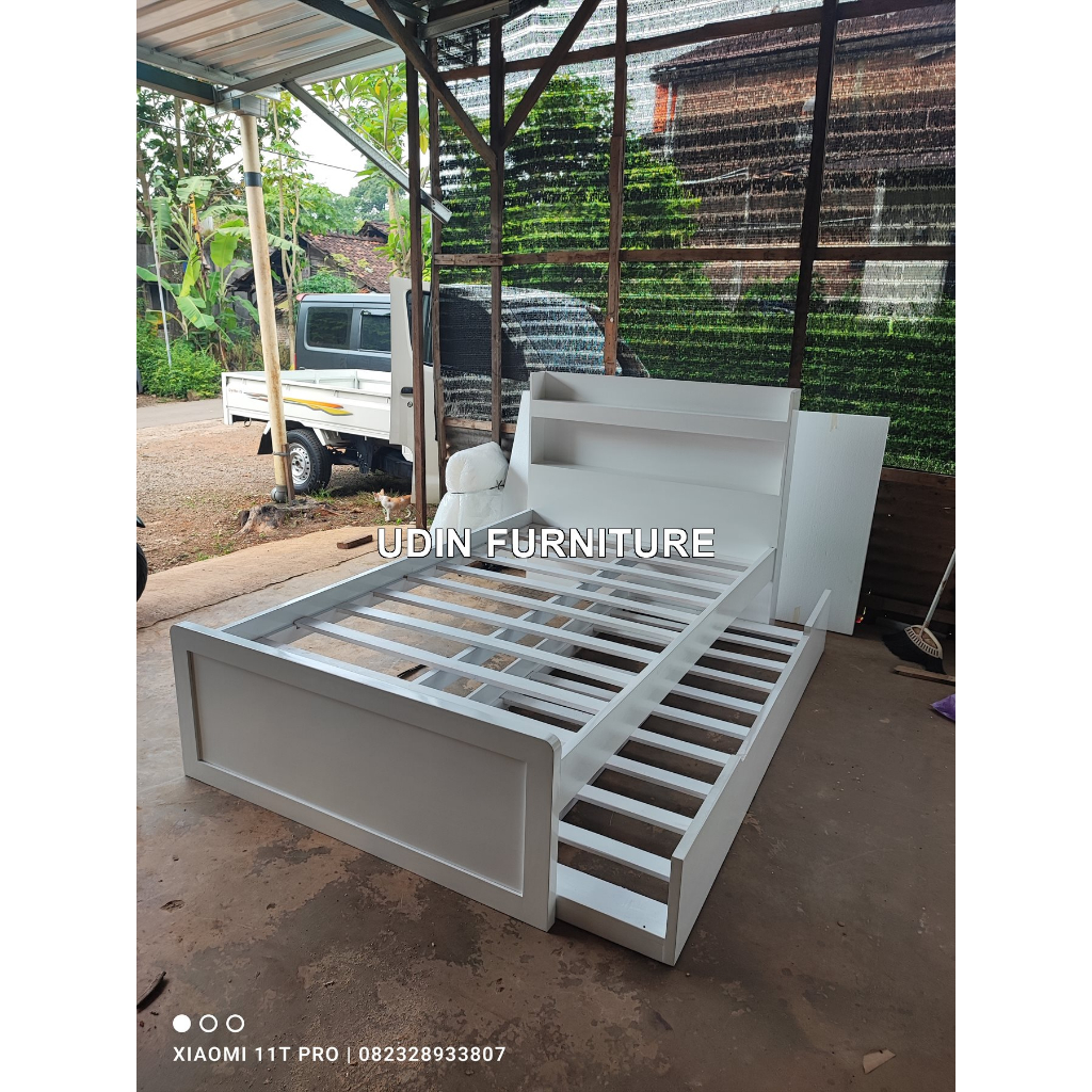 Dipan anak sorong cat duco putih Terbaru Kayu Jati Jepara