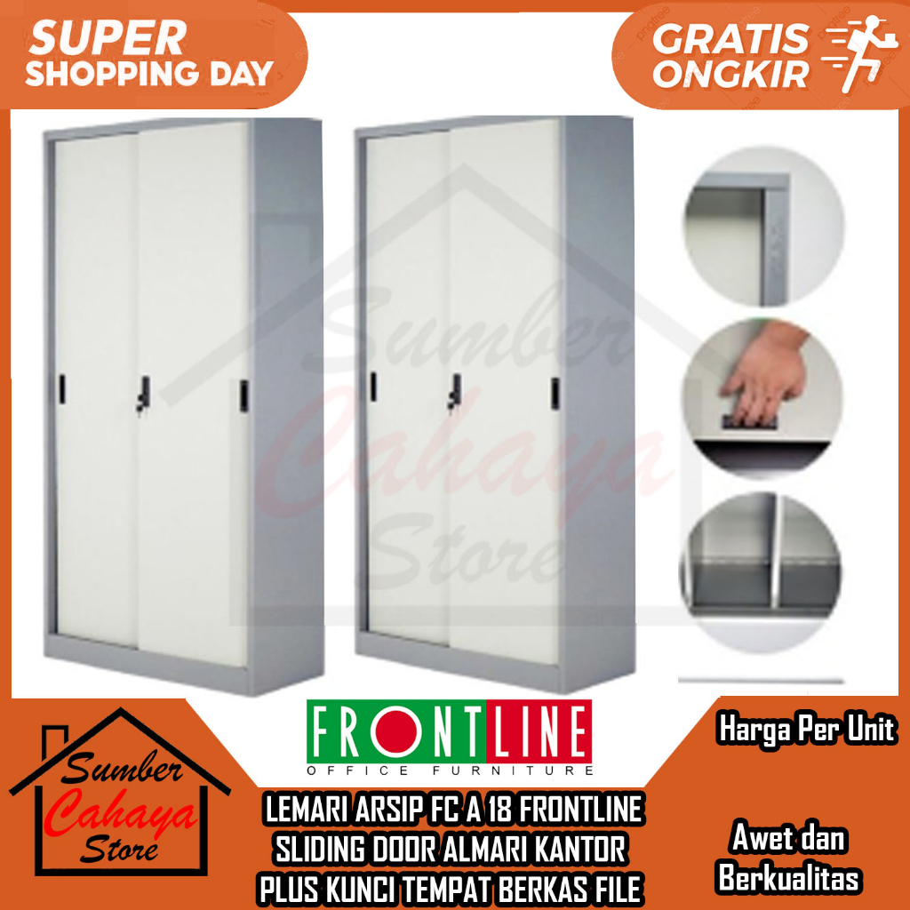 [Instan] LEMARI ARSIP FC A 18 SLIDING DOOR FRONTLINE ALMARI KANTOR PLUS KUNCI TEMPAT BERKAS FILE DOK