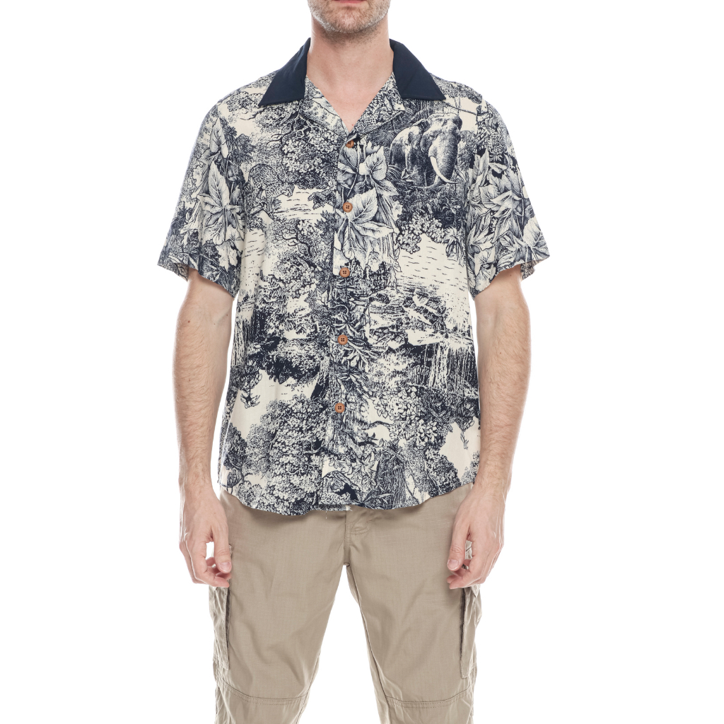 Dyllco Kemeja Cuban Hawai Pria Lengan Pendek Indiana Bowling Shirt - Unisex