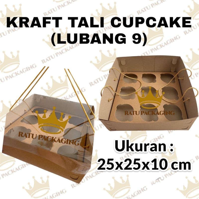 

[10PCS] RATU | Dos KRAFT LUBANG 9 TUTUP MIKA CUPCAKE Souvenir Karton Kardus Box Kotak Hampers Kue