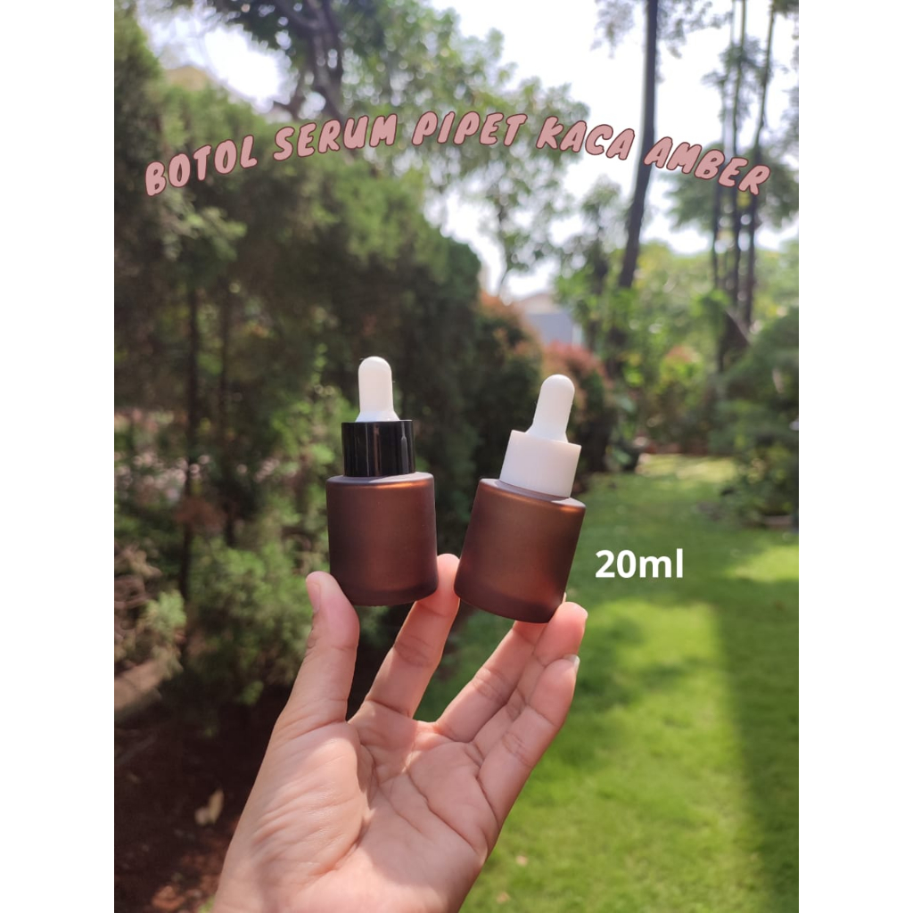 Botol Kaca Coklat Serum Tetes Pipet Kaca Amber 20ml Skincare Botol serum Botol Minyak Tetes Serum Bo