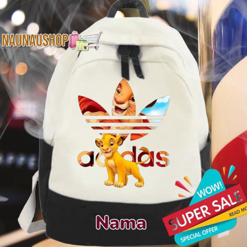 tas ransel sekolah anak LAKI LAKI ADIDAS tema HARIMAU (FREE NAMA)