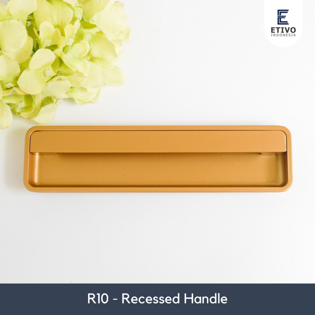 Loonagranit R10 Recessed Handle Pair Black Tarikan Laci Tanam Gagang Lemari