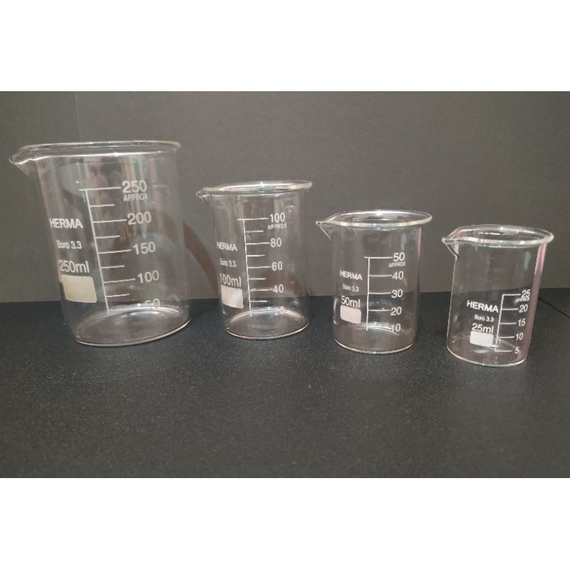 Beaker glass Herma - 600ml - 500ml - 400ml - 300ml - 250ml - 150ml - 100 ml - 50ml - 25ml / gelas ki