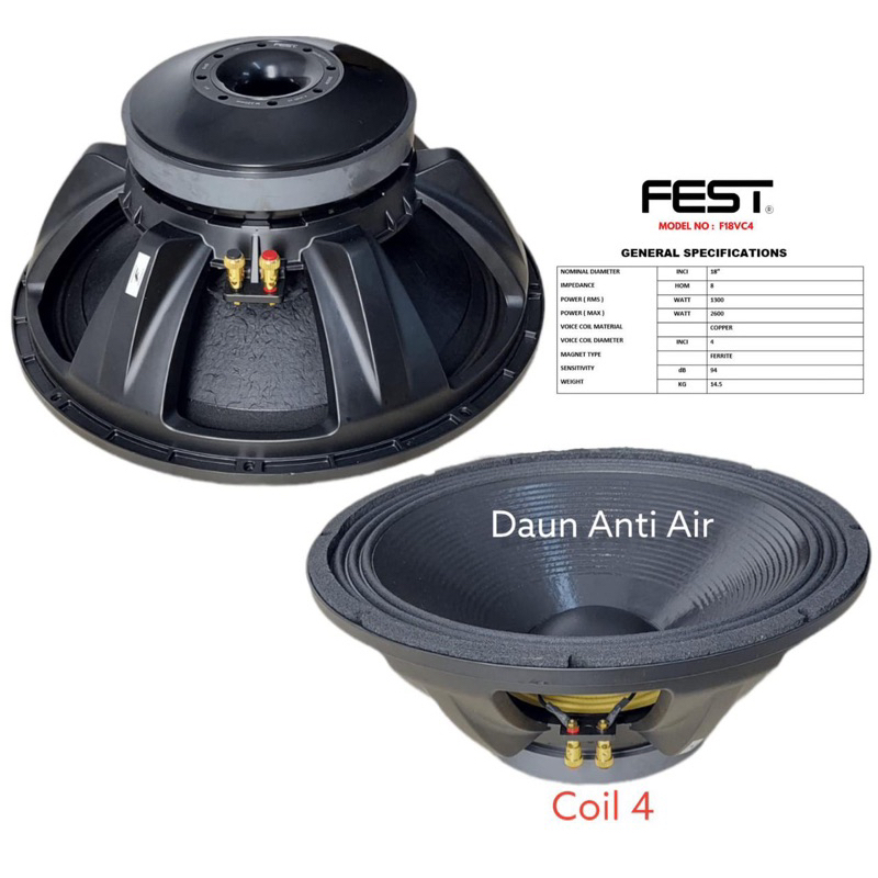 Speaker Component Fest F18 VC4 Original 18 inch FEST F18VC4 Komponent Speaker