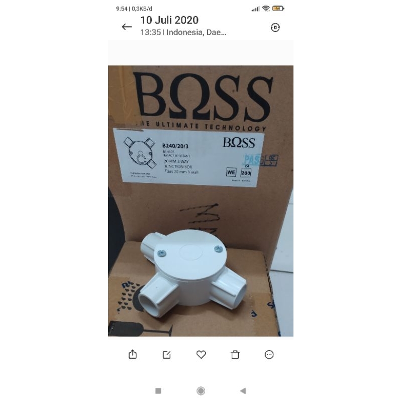 t dus 20mm putih cabang-3 Merk Boss 100% baru dan original