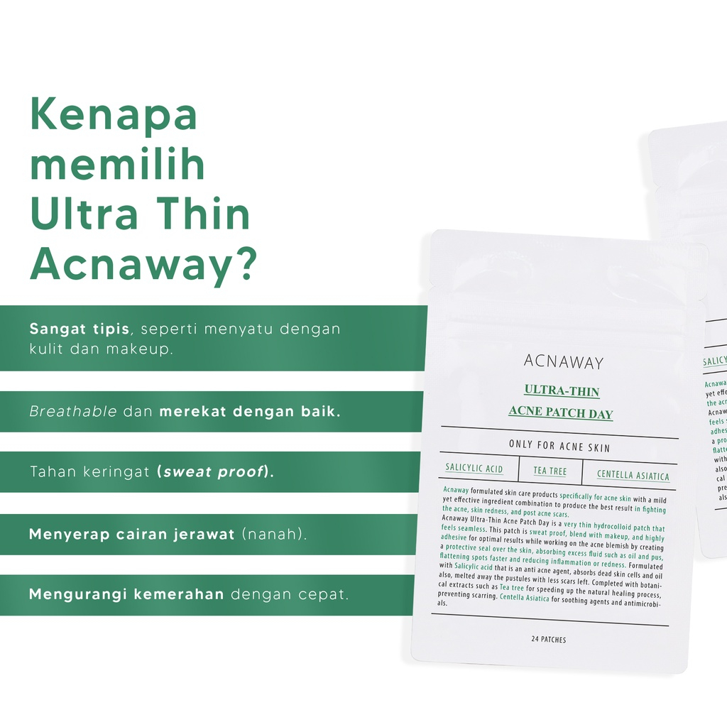 ACNAWAY Ultra Thin Acne Patch 24 pcs Acne Treatment Sticker Jerawat Super Tipis Penghilang Jerawat with Salicylic Acid Tea Tree