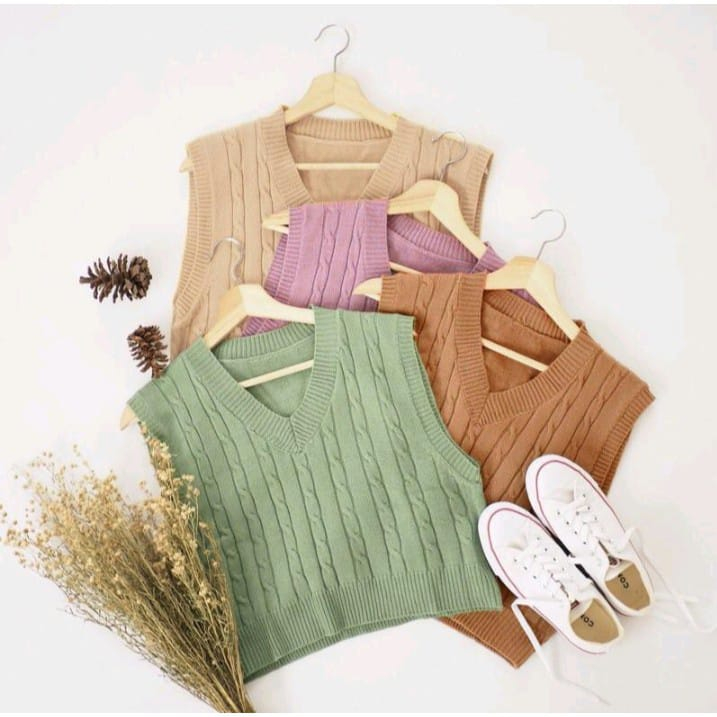 ROMPI CABLE ANAK |  Rompi Rajut Cable Anak Unisex | Rompi rajut tali kepang