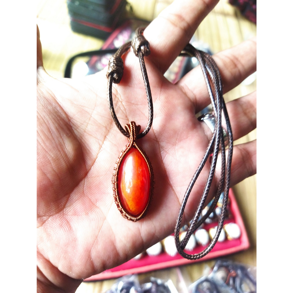 Kalung Batu Akik pandan Merah