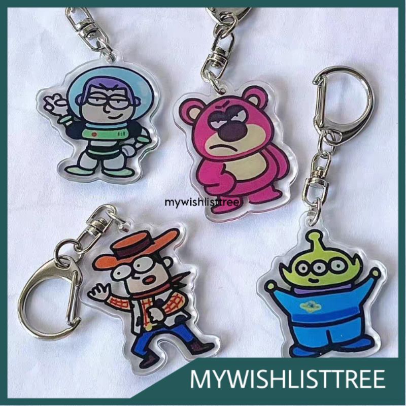 TOY STORY KARTUN KEYCHAIN GANTUNGAN KUNCI GANCI DISNEY LOSTO JESSIE DINO ACRYLIC METAL PENGAIT AKSES