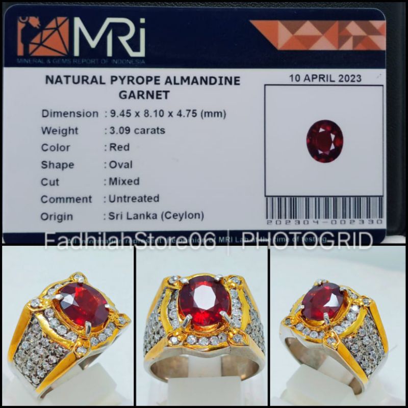 Natural Red Pyrope Almandine Garnet Oval Cutting Top Color + Memo Lab