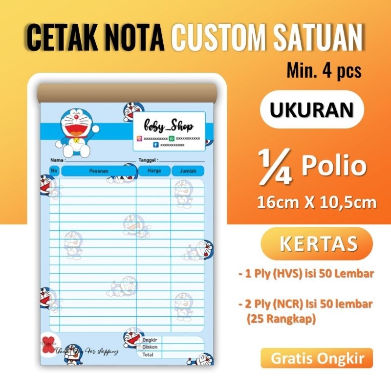 

Nota Custom Olshop 1 Ply / 2Ply Full Color Murah