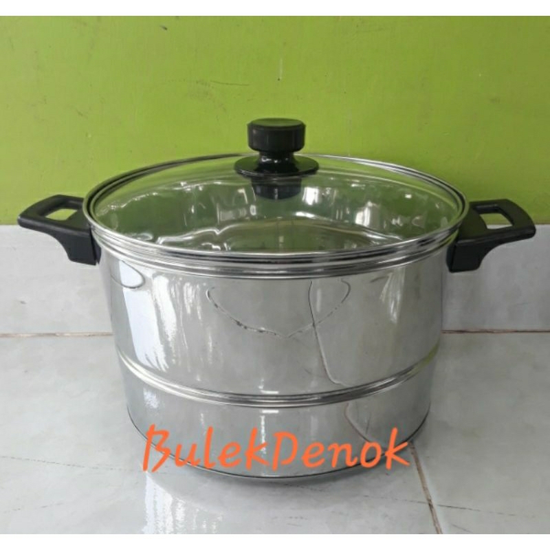 PROMO TERBARU Panci / Dandang Kukus / Steamer Tutup Kaca 24cm